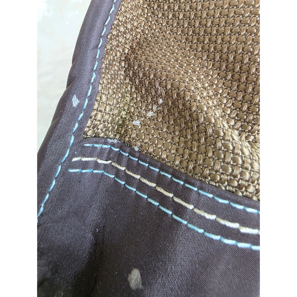 The Sak Woven Metallic Bronze Tote Bag Brown Trim Blue‎ Stitching - Picture 6 of 14